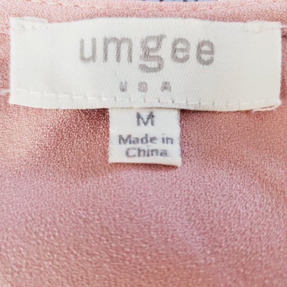 Umgee Pink Pleated A-Line Dress w/ Swirly Appliqué & Cold Shoulder Sleeve, Sz M - Picture 10 of 11